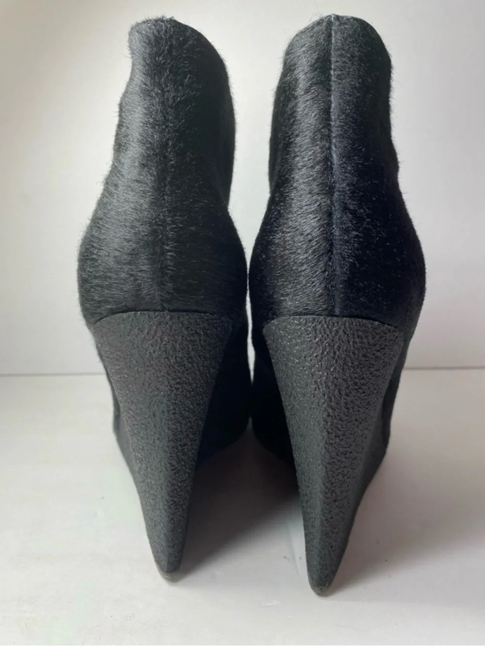 Burberry Prorsum Benton Pony Hair Wedge Ankle Boots Black EU 38